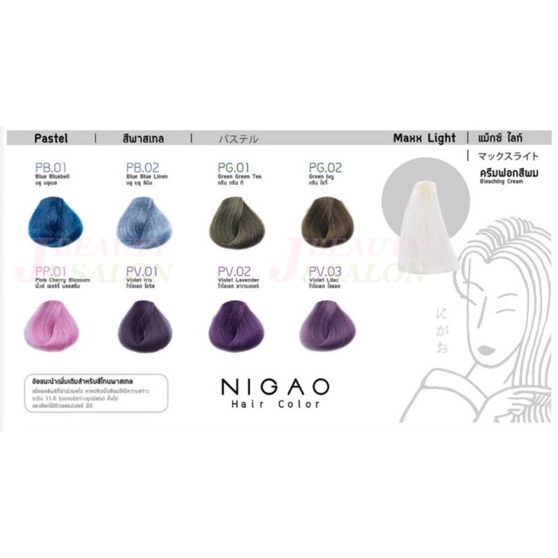 <สีพาสเทล Pastel>โฉมใหม่ สีย้อมผม Nigao นิกาโอะ ไม่มีแอมโมเนีย กลิ่นหอม 100มล. กลิ่นไม่ฉุน