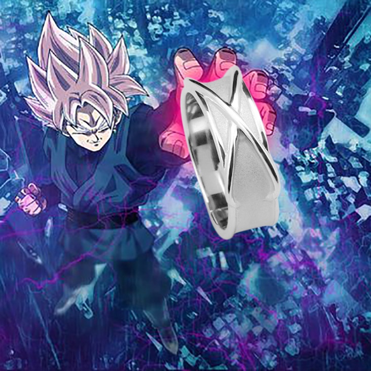 แหวนคอสเพลย์ Super Dragon Ball Z DBZ Black Son Goku Gokou Time Finger Ring Silver Plated