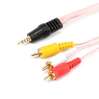 【1.5M/3M/5M/10M】 สายเคเบิ้ลเสียงวิดีโอ 3 . 5 มม. to 3 rca male av สีโปร่งใส