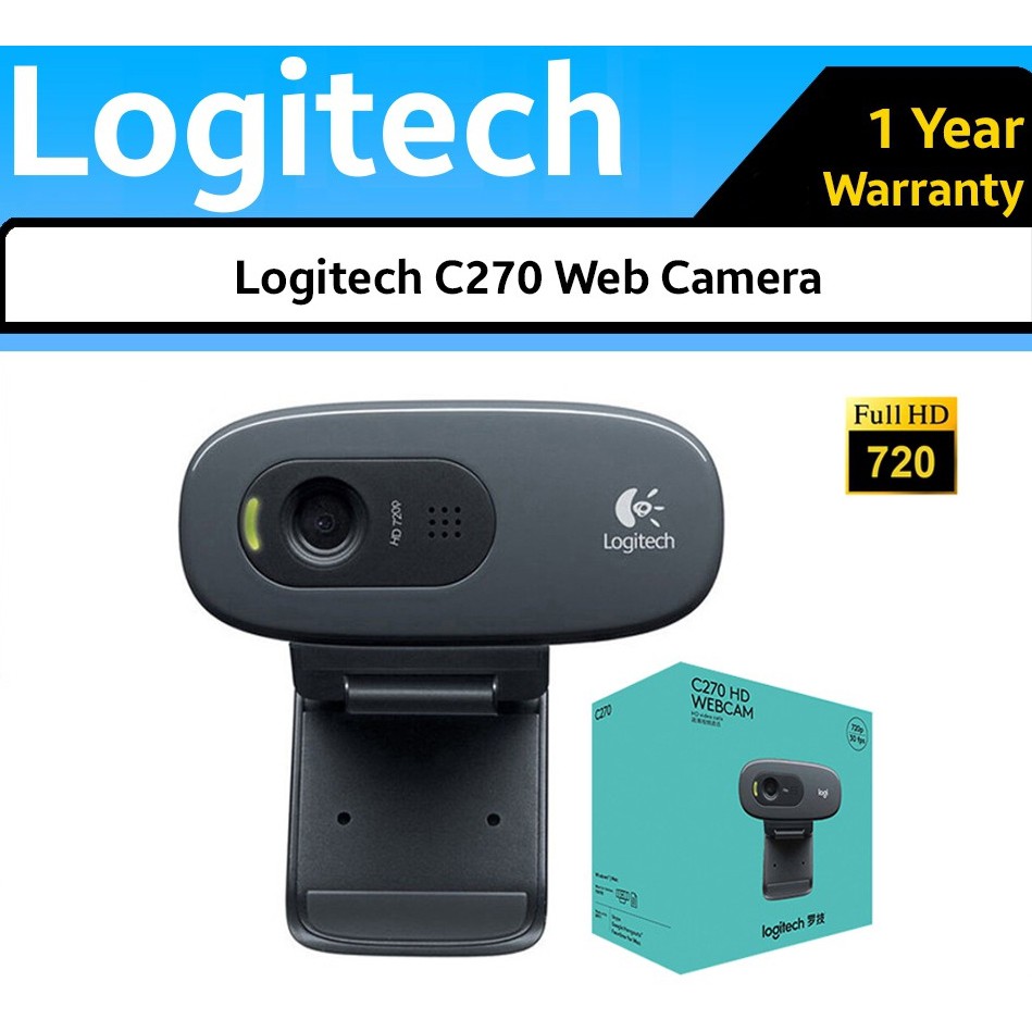 WEBCAM (กล้องเว็บแคม) LOGITECH C270 HD WEBCAM 720p/30fps ปรับแสงได้อัตโนมัติ ไมค์ตัดเสียงรบกวนในตัว Warranty 2 - y