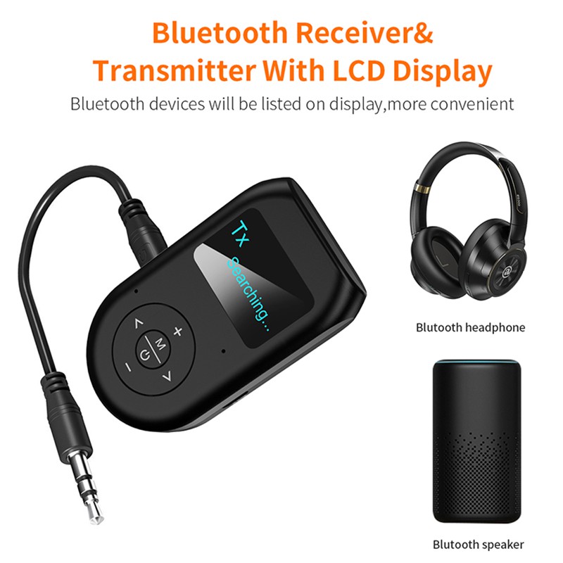 ☾Bluetooth 5.0 Audio Receiver Transmitter with LCD Display Mic ...