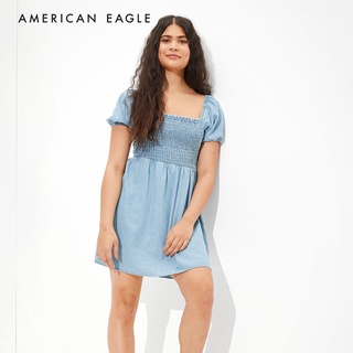 American Eagle Denim Smocked Mini Dress ชุดเดรส ยีนส์ ผู้หญิง มินิ (EWDR 039-6012-523)