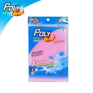 Poly-Brite Ultra โพลี-ไบรท์อัลตร้า แผ่นใยขัดละเอียด ไม่เป็นรอย ขัดเทฟลอน แก้ว จานชาม ทนทาน ขนาด 10x15 ซม.