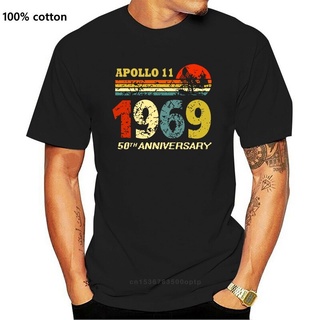 เสื้อยืดวินเทจ - เสื้อยืดผู้ชายเทรนด์สุดฮอตApollo11ครบรอบ50ปีMoonLanding1969-วินเทจสีดํา-กองทัพเรือ