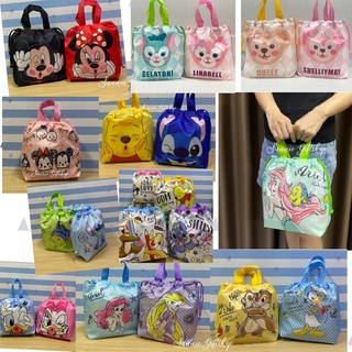 พร้อมส่ง กระเป๋าถือแบบหูรูด ลายการ์ตูน Mickey Stitch Ariel Pooh
