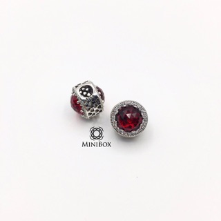 925 Silver Abstract Red Crystal Charm