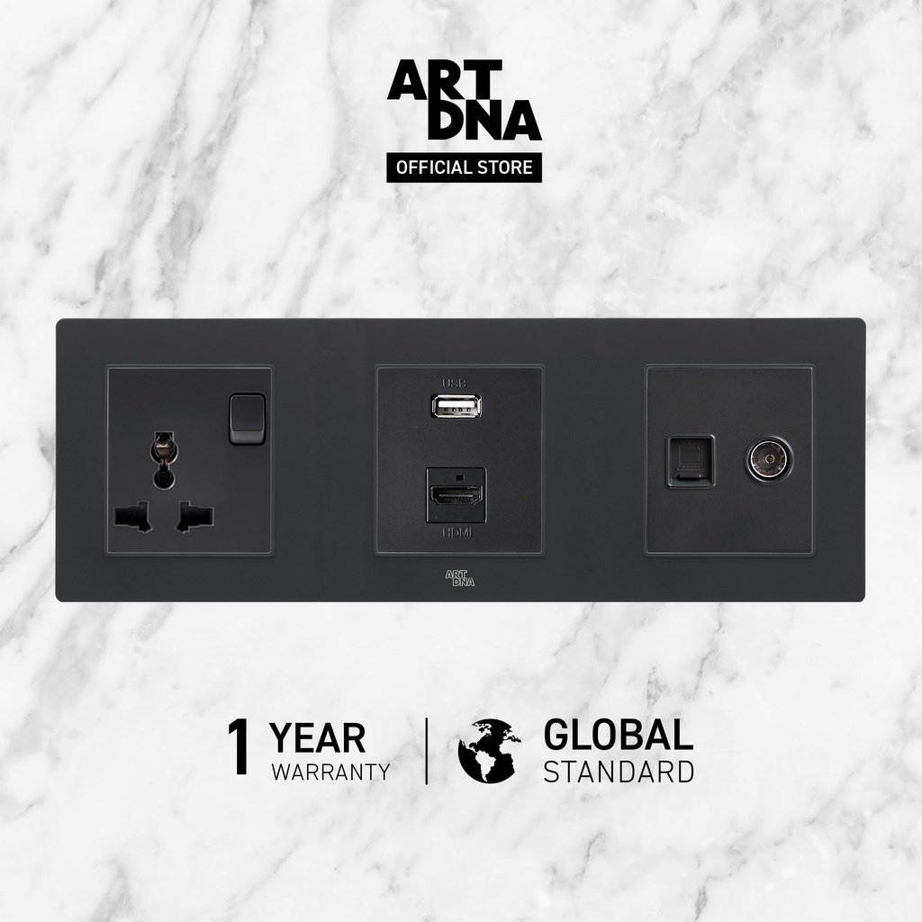 ART DNA รุ่น A77 3Pin & Socket +HDMI&USB +TV สีดำ ปลั๊กไฟ