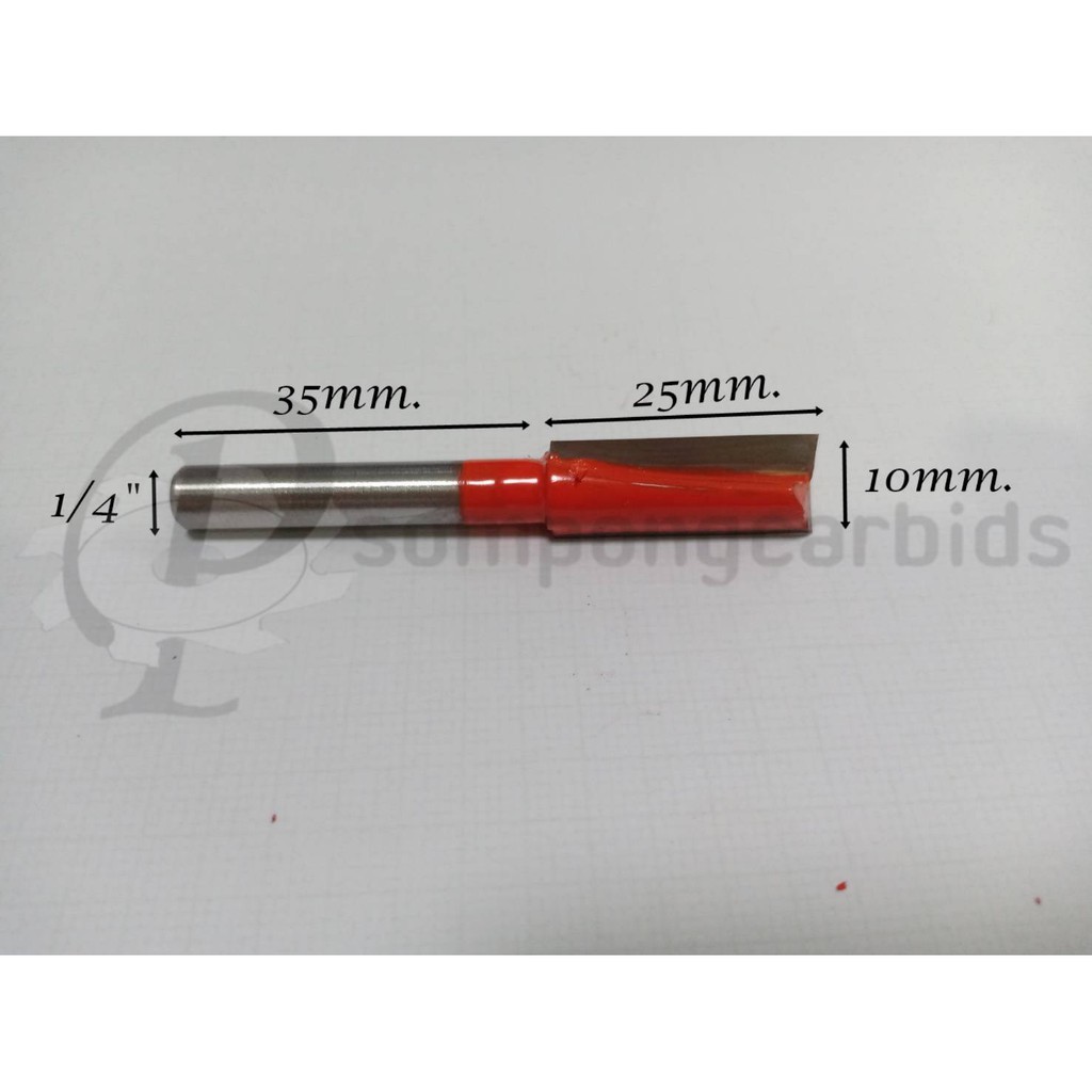 ดอกทริมเมอร์10mm. คมยาว25 mm. ด้าม1/4" ดอกกัดตรง