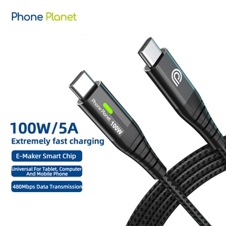 สายชาร์จ Phone Planet สายชาร์จเร็ว 100W USB C เป็น Type c For Samsung xiaomi fast charging