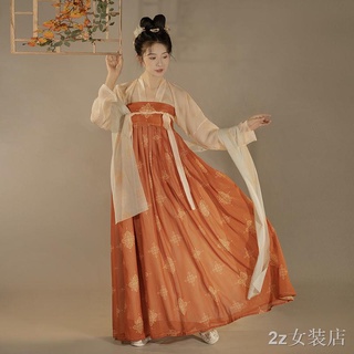 ต้นฉบับ Hanfu หญิง Tang ทำเต็มหน้าอกเสื้อและกระโปรง, ส่วนบาง, ส่วนการพิมพ์ฟื้นฟู, ฤดูใบไม้ผลิ, ฤดูร้อนและฤดูใบไม้ร่วง