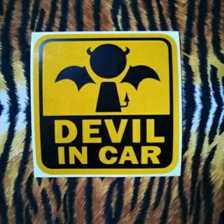 สติ๊กเกอร์สะท้อนแสง DEVIL IN CAR ขนาด10x10ซม.