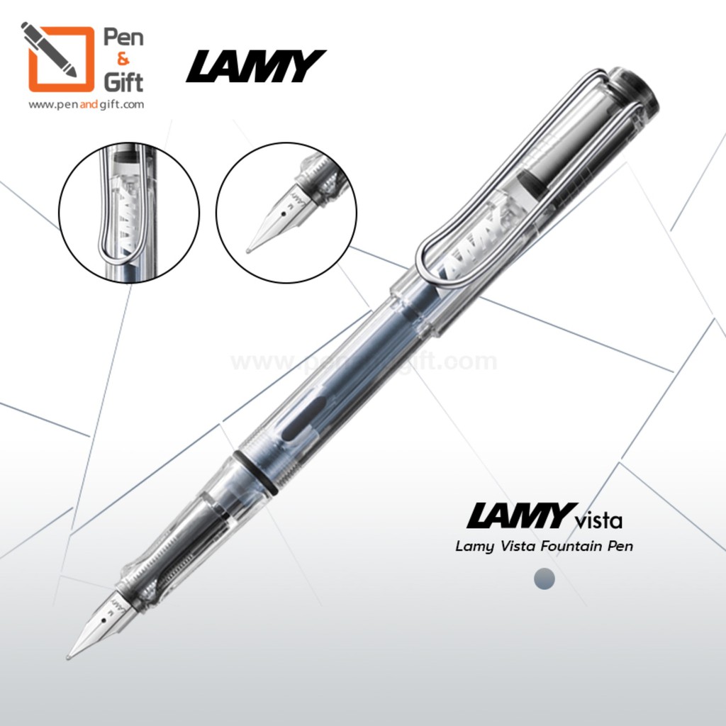LAMY Vista Fountain Pen Nib F 0.5 mm, Nib M 0.7 mm - ปากกาหมึกซึม ลามี่ วิสต้า สีใส หัว F, M ของแท้ 100%