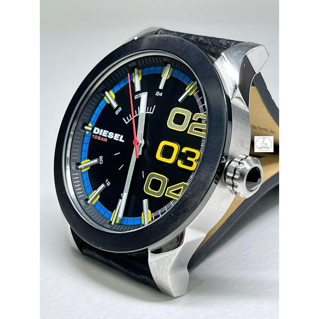 นาฬิกาข้อมือผู้ชาย DIESEL รุ่น DZ1677 ตัวเรือนสแตนเลส สายหนังสีดำ หน้าปัดสีดำ รับประกันของแท้ 100 เปอร์เซนต์