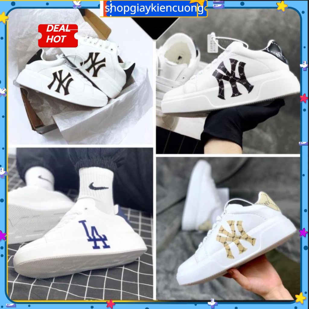 Shopgiaykiencuong [Fullbox+BIl] Mc queen LA,NY White Shoes รุ่นใหม่ 2022, รองเท้า MLB CHUNKY NY เกาห