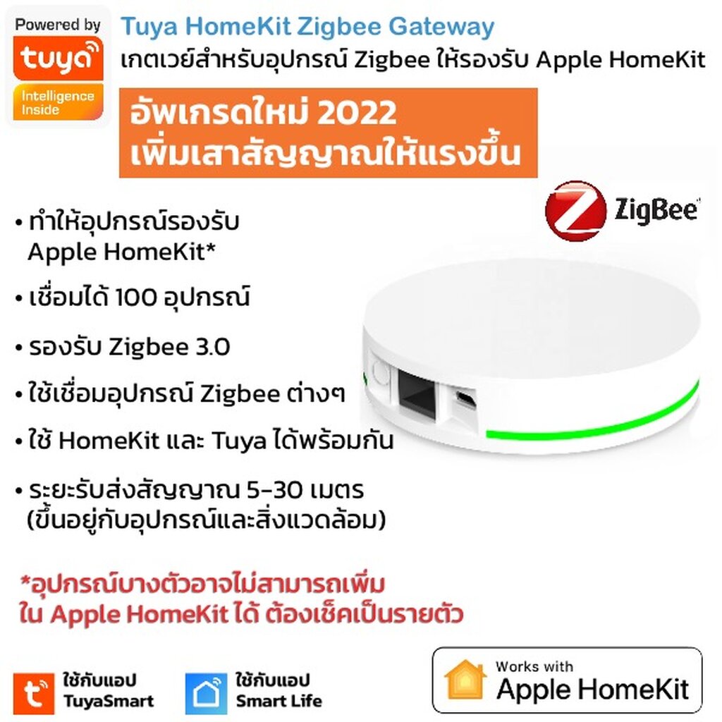 [ประกัน 1 ปี] Tuya HomeKit Zigbee Gateway เกตเวย์ Zigbee สำหรับเชื่อมอุปกรณ์ Tuya Zigbee ให้รองรับ Apple HomeKit