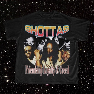 แขนสั้นcrew neckเสื้อยืด พิมพ์ลาย Bootleg Shottas สไตล์วินเทจS-XXXXL