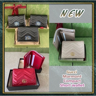 [สอบถามก่อนกดซื้อ]​ แท้​ 💯 New Gucci Marmont Compact Short wallet อุปกรณ์ ถุงผ้า การ์ด กล่อง