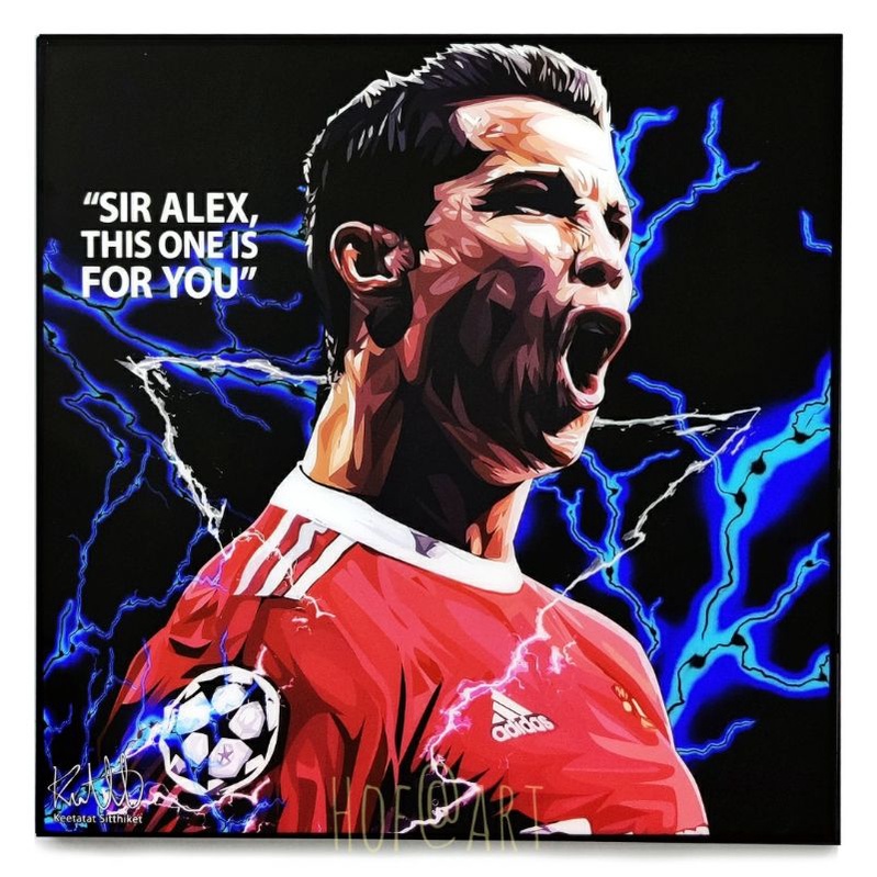 กรอบรูป​​ Cristiano Ronaldo #9 คริสเตียโน่ โรนัลโด้ Manchester United แมนยู รูปภาพ​ติด​ผนัง​ pop art