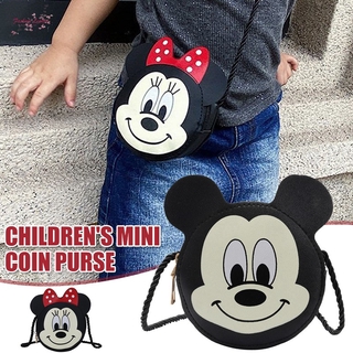 Cartoon Cute Mickey Minnie PU Leather Sling Bag Coin Purse Portable Storage Bag Girl Key Bag