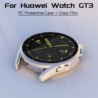 เคส Pc แบบแข็ง + ฟิล์มกระจก สําหรับ Huawei Watch Gt3 46 มม. 42 มม. เคสป้องกันหน้าจอ แบบเต็ม