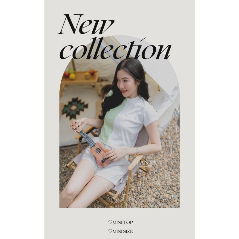 Gi-ants เสื้อครอปคอชิดทูโทน T-Shirtnista (GIAA3D)