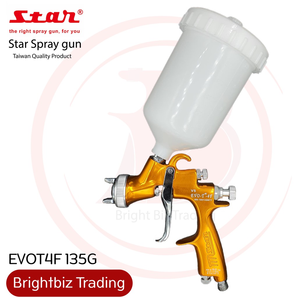 กาพ่นสีรถยนต์สตาร์ (มีะอะไหล่) รุ่น EVOT4F 135G (หัว 1.3 มิล) ของแท้นำเข้าจากไต้หวัน