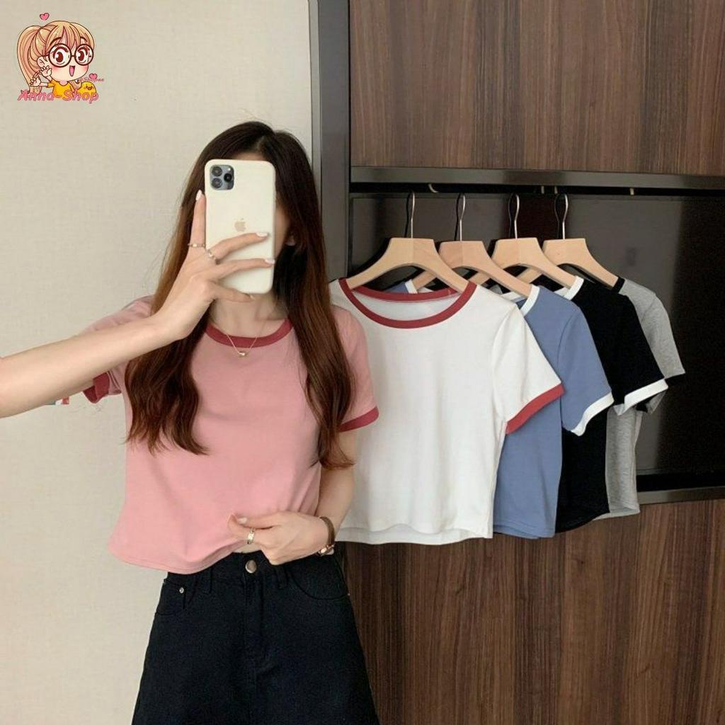 annacny ❗ มาใหม่ ❗ เสื้อยืดคอกลมแขนสั้น เสื้อวินเทจ ผ้านิ่มสีพื้น สวมใส่สบาย พร้อมส่ง TS1074