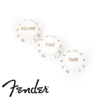 Fender® ปุ่มวอลุ่มกีตาร์ไฟฟ้า ปุ่มโทนกีตาร์ไฟฟ้า (White) สำหรับทรง Strat จำนวน 3 ตัว (1x วอลุ่ม, 2x โทน)