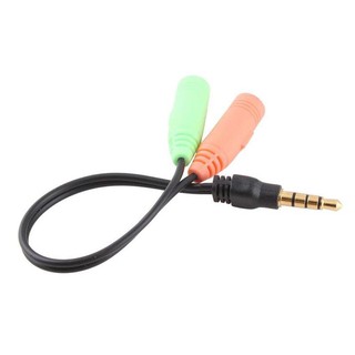 1 Male to 2 Female Audio Plug Adapter Cable (แยกหูฟังกับไมค์)