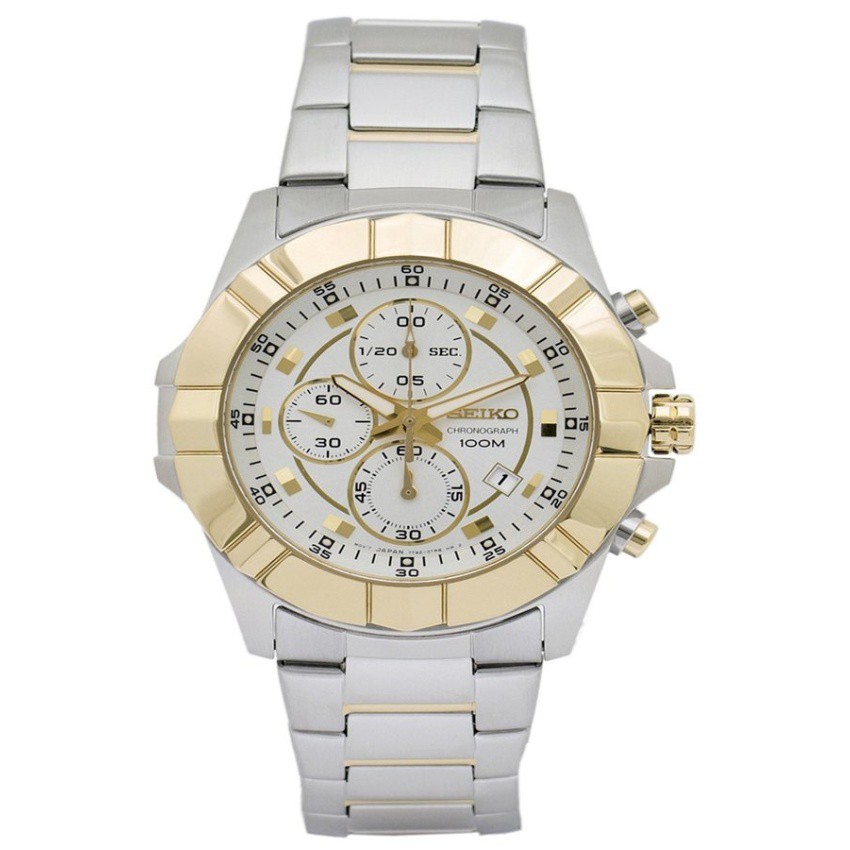 seiko two tone chronograph watch