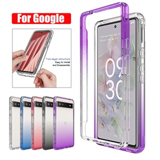 Transparent Case For Google Pixel 7 6 Pro 6A 5A 4A 5G Casing PC+TPU Gradient Color Shockproof Back Phone Case for google Pixel 5 XL Bumper Protection Cover