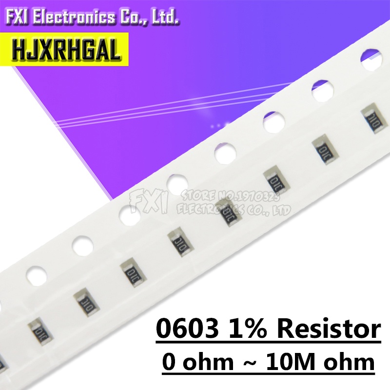100PCS 0603 ชิปตัวต้านทาน SMD ความแม่นยํา 1% 0 โอห์ม ~ 10M โอห์ม 1K 2.2K 10K 100K 0 1 10 100 150 220