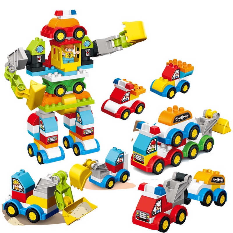 รถตัวต่อ ดูโป้(แบบมาใหม่)ของเล่นรถตัวต่อ DIY หลากหลายแบบ