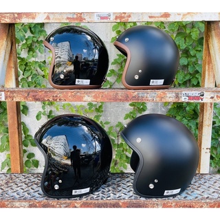 🛵 หมวกกันน็อควินเทจ สีดำ คิ้วดำ/คิ้วน้ำตาล