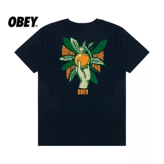 เสื้อยืดผ้าฝ้ายพิมพ์ลายแฟชั่น Obey เสื้อยืด แขนสั้น พิมพ์ลายตัวอักษร ใบไม้ แฟชั่นฤดูใบไม้ผลิ ฤดูร้อน สําหรับผู้ชาย