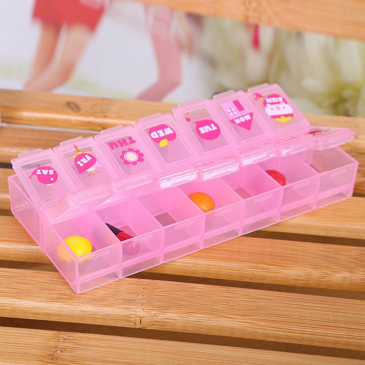 กล่องใส่ยา กล่องยาแบบพกพา ตลับยาแบบพกพา กล่องวิตามิน กล่องใส่ของ ที่ใส่ยา ที่เก็บยา แบบ 7 วัน 14 ช่อง YG254548 - รูปที่ 2