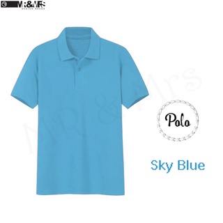 เสื้อโปโล เสื้อคอปกชาย/หญิง แขนสั้น POLO ผ้าCOTTON มีกระเป๋าหน้า (สีฟ้าอ่อน) HONEY BIRD