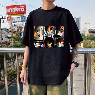 【Hot】เสื้อยืด ทรงหลวม ลายการ์ตูนอนิเมะ Bleach Ichigo Kurosaki My Hero Academia Demon Slayer