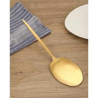 ช้อนใหญ่ ช้อนตักอาหาร ทัพพี สแตนเลส สีทอง Gold Stainless Steel Spoon