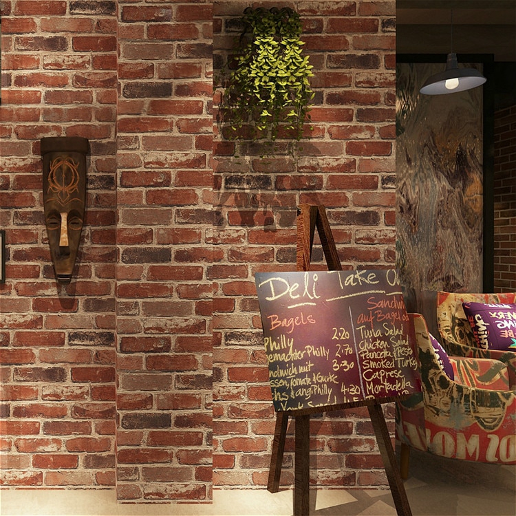 Vintage Faux Brick Pattern Wallpaper Roll PVC Cafe Restaurant Loft Home Decor 