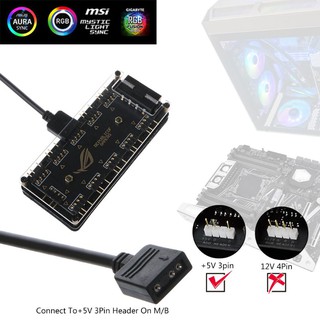 อะแดปเตอร์ซิงค์ Aura Sync 5v 3 - Pin Rgb 10 Hub Splitter Sata สําหรับ Gigabyte Msi A Sus