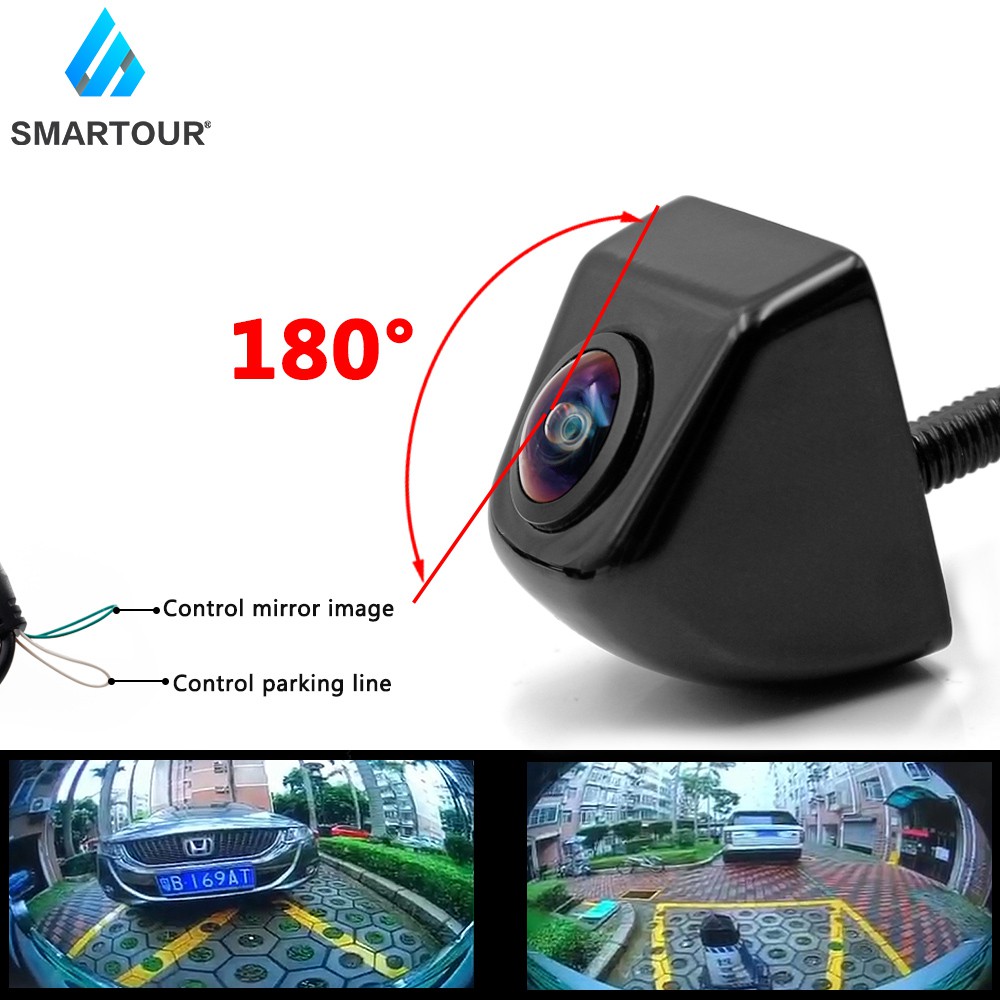 Ccd HD 180 Deg Fisheye เลนส์กล้องติดรถยนต์ด้านหลัง/ด้านหน้ามุมกว้างโลหะสีดําย้อนกลับกล้องสํารอง Night Vision 12V