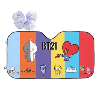 Bts BT21 ม่านบังแดดกระจกหน้ารถยนต์ พับได้ สะท้อนแสง UV หน้าต่างหน้ารถยนต์ ม่านบังแดด ม่านบังแดด ป้องกันยานพาหนะ เท่