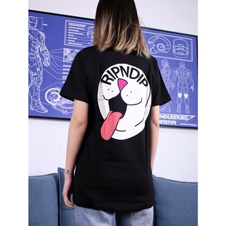 Ripndip เสื้อยืดลําลอง ผ้าฝ้าย แขนสั้น คอกลม พิมพ์ลายแมว สไตล์ฮิปฮอป อเมริกัน ทรงหลวม สําหรับคู่รัก