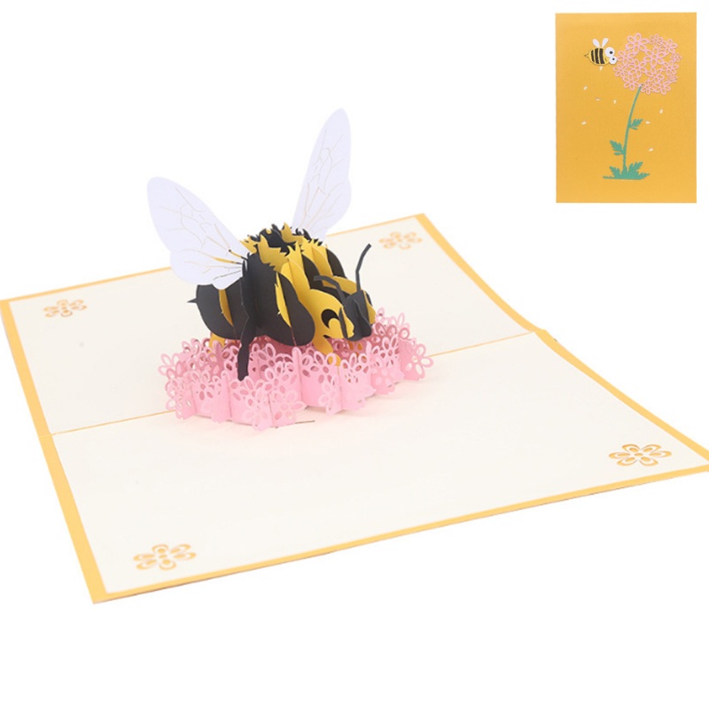 (ส่วนลดสูง) onrounda.ph Bee Flower Greeting Cards คําเชิญงานแต่งงานวันเกิดทํามือสําหรับรถยนต์ป๊อปอัพ