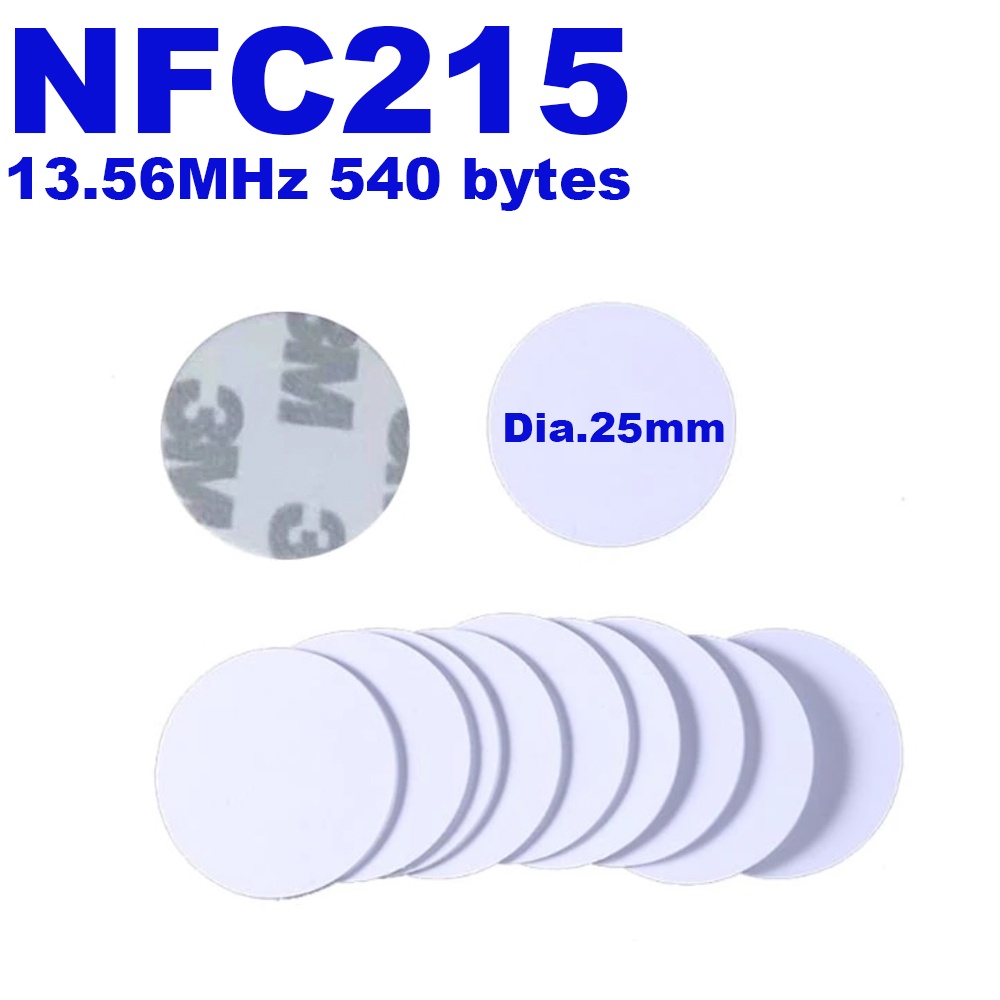 NFC 215 Round Coin Card NFC Forum Type 2 Tag High Performance With 3M Glue Film NFC Stickers Dia.25m