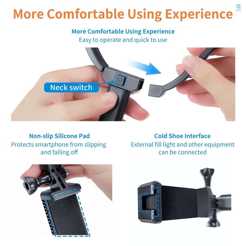 TELESIN U1/U shape/U shape Max Neck Holder Bracket คล้องคอ สำหรับ GoPro 10/9/8 สมาร์ทโฟนกล้องแอคชั่น