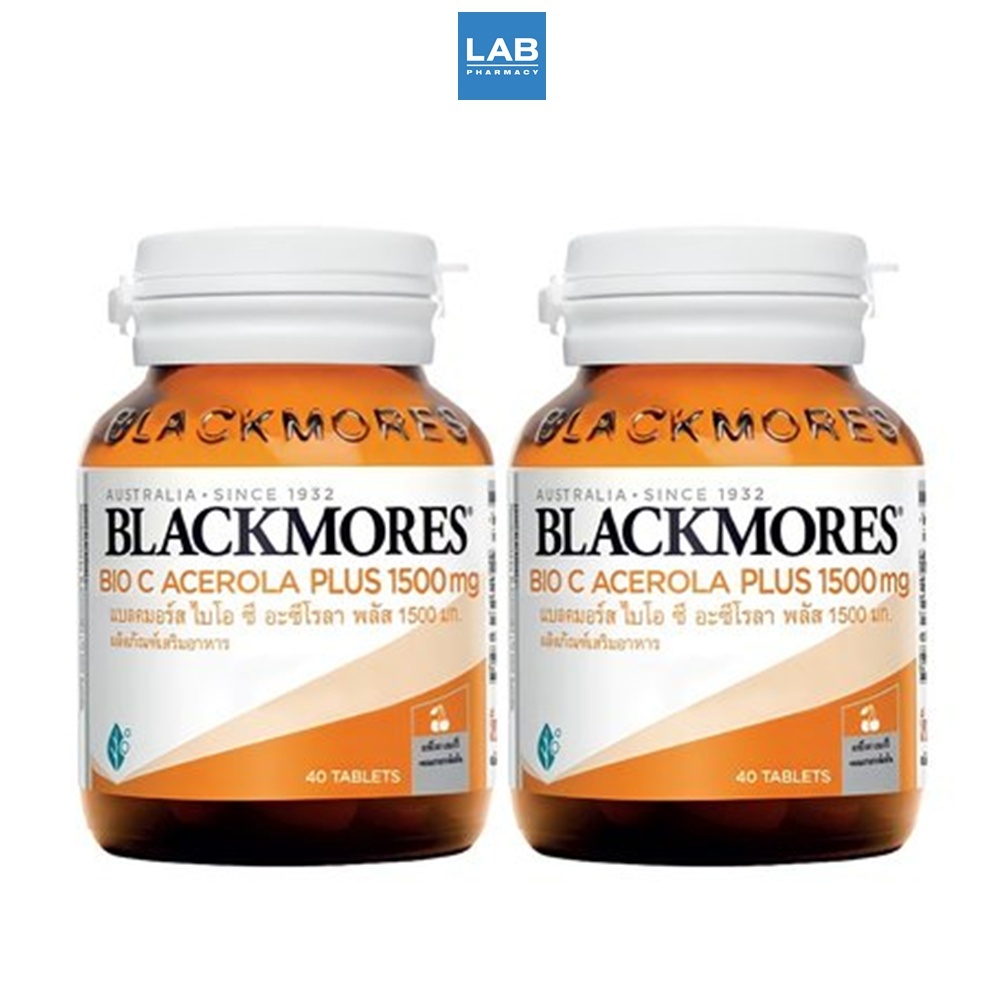 Blackmores Bio C Acerola PLUS 1500 mg Twin Pack (2x40 Tablets) - แบลคมอร์ส ไบโอ ซี อะซีโรลา พลัส 1500 มก. แพ็คคู่ (2x40 เม็ด)