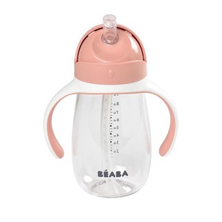 BEABA  กระติกน้ำหัดดื่ม ความจุ 300 ml Straw Cup Tritan with Handles 300ml - Vintage - Pink