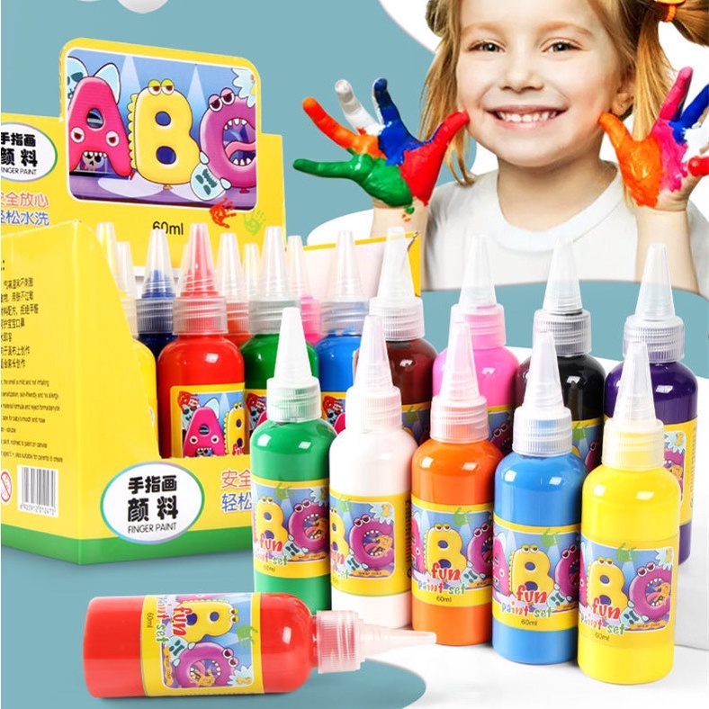 O&D color สีน้ำเข้มข้น 12 สี ปลอดสารพิษ  สีโปสเตอร์ สีน้ำสำหรับเด็ก/เสริมพัฒนาการเด็ก ของเล่น toys/Finger paint